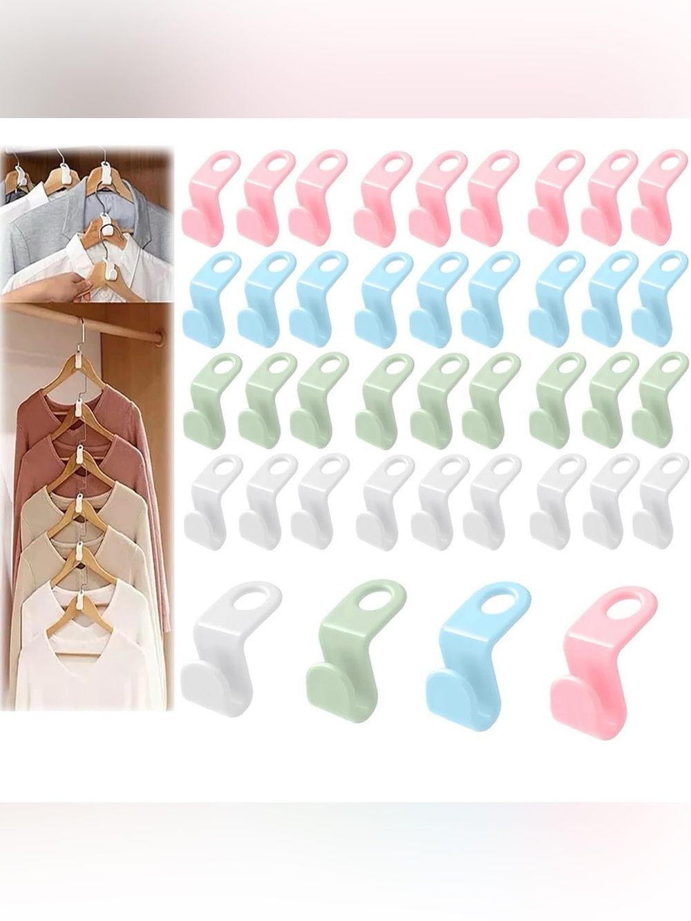 Pack of Closet Space Saving Hanger Hooks Cascading Organizer New